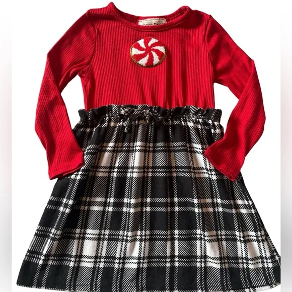 Dream Girl Christmas Dress Red Peppermint Plaid 3T Holiday - Picture 1 of 7